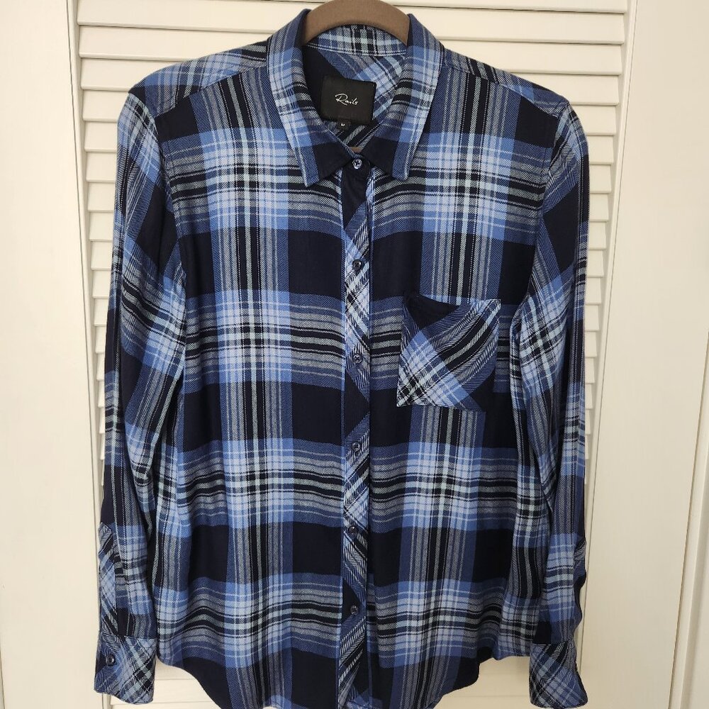 Rails Hunter Shirt in Navy Cornflower Blue Plaid - Medium